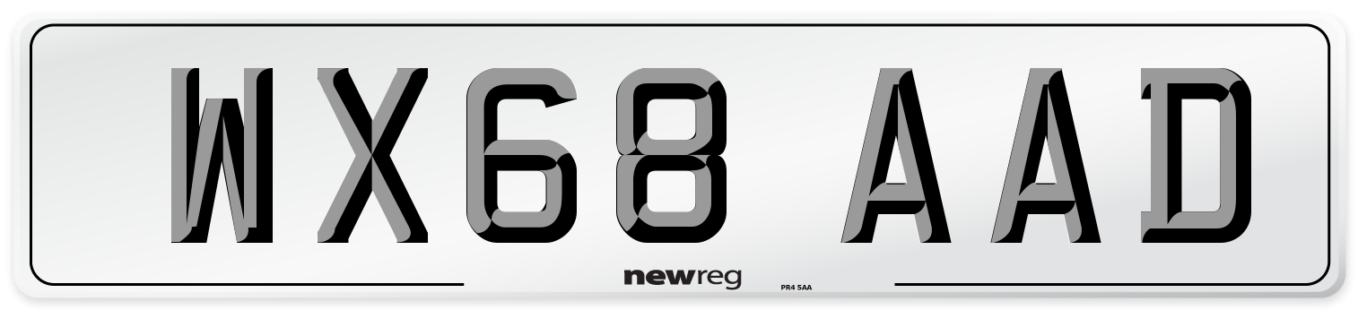 WX68 AAD Number Plate from New Reg